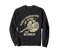 Easily Distracted by Music and Bourbon Skeleton Sweatshirt
