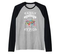 Easily Distracted by Pigs Funny Animal Pig Loves Manche Raglan