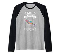 Easily Distracted by Sharks Funny Fish Shark Loves Manche Raglan