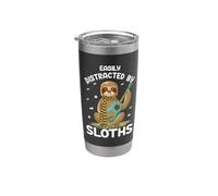 Easily Distracted By Sloths Animal Lovers Sarcasm Sloth Gobelet isotherme en acier inoxydable double paroi