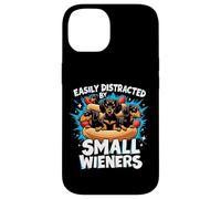 Easily Distracted by Small Wieners Chien Teckel Hot Dog Fun Coque pour iPhone 14