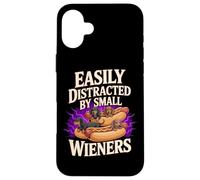 Easily Distracted by Small Wieners Chien Teckel Hot Dog Fun Coque pour iPhone 16 Plus