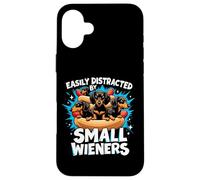 Easily Distracted by Small Wieners Chien Teckel Hot Dog Fun Coque pour iPhone 16 Plus