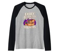 Easily Distracted by Small Wieners Chien Teckel Hot Dog Fun Manche Raglan