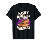 Easily Distracted by Small Wieners Chien Teckel Hot Dog Fun T-Shirt