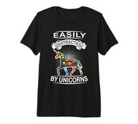 Easily Distracted by Unicorns Funny Animal Unicorn Loves T-Shirt Haut de Gamme