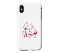 Easily Distracted by Wine Funny Wine Lover Drinking Coque pour iPhone X/XS