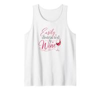 Easily Distracted by Wine Funny Wine Lover Drinking Débardeur