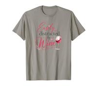 Easily Distracted by Wine Funny Wine Lover Drinking T-Shirt