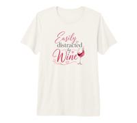 Easily Distracted by Wine Funny Wine Lover Drinking T-Shirt Haut de Gamme