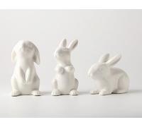 EASIMECOR Lapins Blancs en céramique - Décorations de Lapin de Pâques en Porcelaine pour décoration de Pâques - Statues de Lapin en céramique pour décoration d'intérieur - Décoration de Lapin -