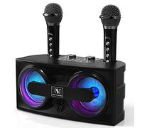 EASJOY Machine de karaoké, système de Haut-parleurs Portable avec 2 Microphones sans Fil Karaoke Complet Karaoke Adulte Bluetooth 20W Enceinte Karaoké Portable fête à la Maison, réunion, Mariage,
