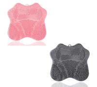Easkite Brosse à pieds de douche, brosse pour pieds et dos avec ventouses, rondelle de pieds en silicone pour massage exfoliant (gris et rose)