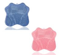 Easkite Brosse pour pieds de douche, brosse pour pieds et dos avec ventouses, en silicone pour massage exfoliant (bleu et rose)
