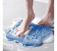 Easkite Brosse pour pieds de douche, brosse pour pieds et dos avec ventouses, en silicone pour massage exfoliant (bleu)