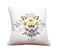 Easnea Kit de housses de coussin à broder à faire soi-même, housse de coussin avec motif floral, housse de coussin décorative (blanc)