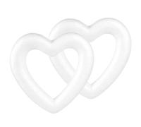 Easnea Lot de 2 cœurs en mousse de polystyrène blanc - Boules creuses en forme de cœur - Pour loisirs créatifs, sculptures, arrangements floraux - 20 cm