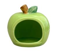 Easnea Niche en céramique pour hamster en forme de fruit - Cachette pour petit animal domestique - Mini cabine pour gerbille, souris, cochon d'Inde (vert, L)