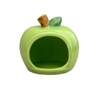 Easnea Niche en céramique pour hamster en forme de fruit - Cachette pour petit animal domestique - Mini cabine pour gerbille, souris, cochon d'Inde (vert, S)