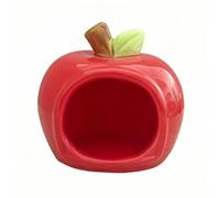 Easnea Niche en céramique pour hamster en forme de fruit - Cachette pour petit animal domestique - Mini cabine pour gerbille, souris, cochon d'Inde (rouge, S)