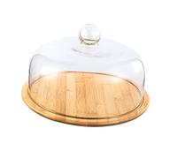 Easnea Plateau de service en verre Cloche en forme de dôme pour gâteaux, muffins, pain, fruits, 24 cm