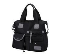 Easnea Sac fourre-tout pour femme, sac à bandoulière multi-poches en nylon léger, sac fourre-tout de voyage de grande capacité, sac à bandoulière multifonction, Noir , One Size