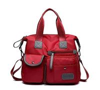 Easnea Sac fourre-tout pour femme, sac à bandoulière multi-poches en nylon léger, sac fourre-tout de voyage de grande capacité, sac à bandoulière multifonction, Rouge, One Size