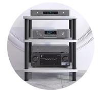 Easnuroz Armoire audio HIFI 2/3/4 couches en bois pour tourne-disque, support DVD, support audio avec pieds absorbant les chocs, amplificateur de puissance, armoire d'équipement (blanc, 60 x 54 x 66