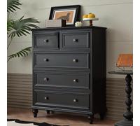 Easnuroz Buffet Meuble De Cuisine À 5 Tiroirs Meuble De Rangement en Bois Meuble Indépendant pour Cuisine Salon Salle À Manger Et Couloir(Noir,80 * 40 * 100cm)