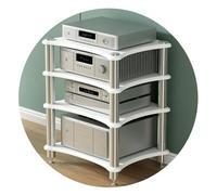 Easnuroz Étagère multimédia HiFi à 2/3/4 étages avec compartiments réglables, support pour platine vinyle, étagères de rangement multimédias, composants audio-vidéo (blanc-A, 60 x 48 x 85 cm (4