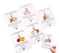 EasPowest Crafted By Hand-20 Sets Hug Favors, Butterfly, Ladybird, Flower, Bee Resin Charms and Punny Cards, Gift for Graduation Birthday (5 Sets)
