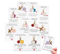 EasPowest Crafted By Hand-20 Sets Hug Favors, Butterfly, Ladybird, Flower, Bee Resin Charms and Punny Cards, Gift for Graduation Birthday (20 Sets)