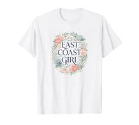 East Coast Girl Typographie Florale Mignonne T-Shirt