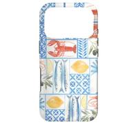 East Coast Lobster Crevettes & Citron Carreaux Bleus d'été Mignons Coque pour iPhone 17 Pro