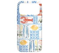 East Coast Lobster Crevettes & Citron Carreaux Bleus d'été Mignons Coque pour iPhone 17 Pro Max