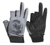 East Fishing Gants à trois doigts pour la pêche avec paume antidérapante en polyester respirant à séchage rapide et fermeture réglable (gris)