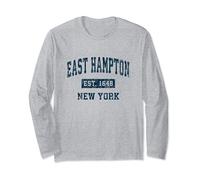 East Hampton New York NY Vintage Sport Imprimé bleu marine Manche Longue