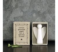 East of India Boîte d'allumettes en porcelaine avec ange pour un ami spécial, cadeau d'amitié, cadeau souvenir en porcelaine, figurine blanche brillante
