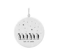 East of India Boule de Noël plate en porcelaine Let it Snow Pingouins