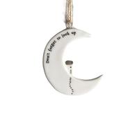 East of India Lune en porcelaine à suspendre - Don't Forget To Look Up, cadeau souvenir en porcelaine
