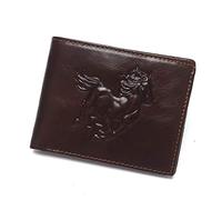East Rain Portefeuille en Cuir de Vachette pour Homme Motif Aigle Loup | Cuir de vachette véritable avec motif totem en relief (loup, aigle ou cheval par style), fenêtre pour carte d'identité