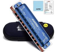 East Top Harmonica diatonique 10 trous avec boîtier bleu, harmonica standard Pour les joueurs professionnels, débutants, étudiants, adultes, enfants, enfants, comme meilleur cadeau (key of F#)
