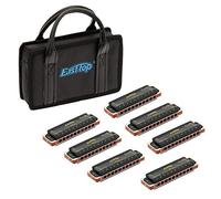 East top Paquet de 7 Harmonicas Blues Diatonique 10 trous Ensemble professionnel, 7 clés emballées, A, B, C, D, E, F, G avec sac pour Adultes débutant, étudiants et enfants, comme meilleur cadeau