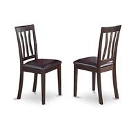 East West Furniture ANC-CAP-LC Lot de 2 chaises de salle à manger antiques en similicuir Cappuccino