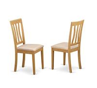 East West Furniture ANC-OAK-C Lot de 2 chaises de salle à manger antiques en tissu de lin Chêne