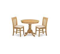 East West Furniture ANNO3-OAK-C Ensemble table de cuisine et 2 chaises de salle à manger (3 pièces)