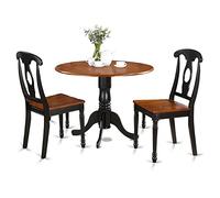 East West Furniture DLKE3-BCH-W Ensemble de salle à manger 3 pièces comprenant une table à manger ronde avec rabattables et 2 chaises de cuisine, 106,7 x 106,7 cm, noir et cerise