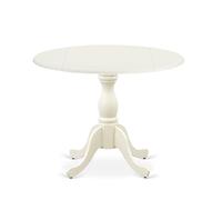 East West Furniture DST-WHI-TP Dublin Table de salle à manger - un dessus de table de cuisine rond avec socle rabattable et piédestal, 106,7 x 106,7 cm, multicolore