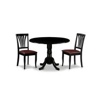East West Furniture Ensemble de salle à manger Dublin, 106,7 x 106,7 cm, Dlav3-blk-lc