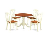 East West Furniture Ensemble table de cuisine PC Table à manger et 2 chaises de cuisine DLKE5-BMK-W 5 pièces Blanc
